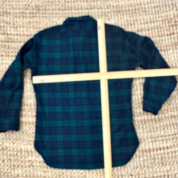 Pendleton Men’s Long Sleeve Button Down Shirt (Large) Green Blue 100% Wool Made - Picture 5 of 6